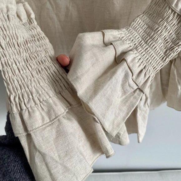 NWT Lost In Lunar Linen Mila Oversized Longsleeve Ruffle Flowy Coastal Top XS - Picture 11 of 11